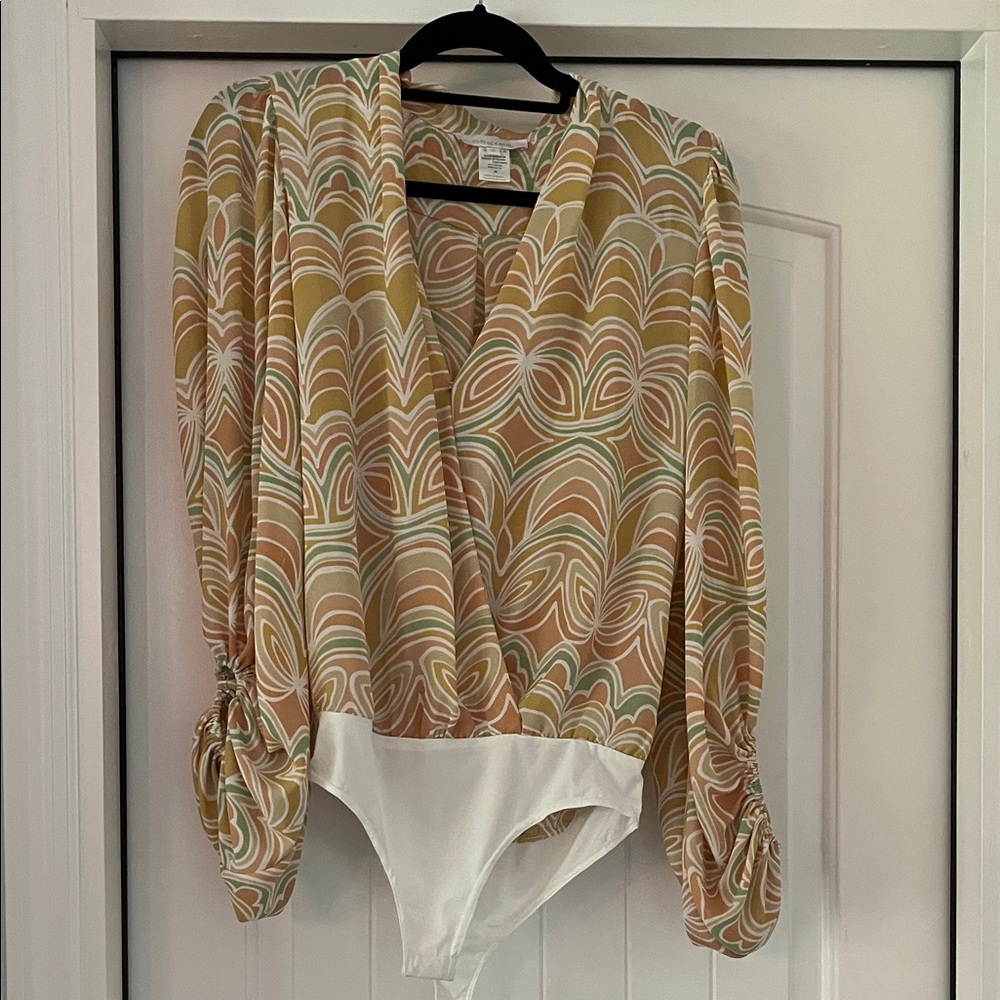 Patterned Long Sleeve Bodysuit Top